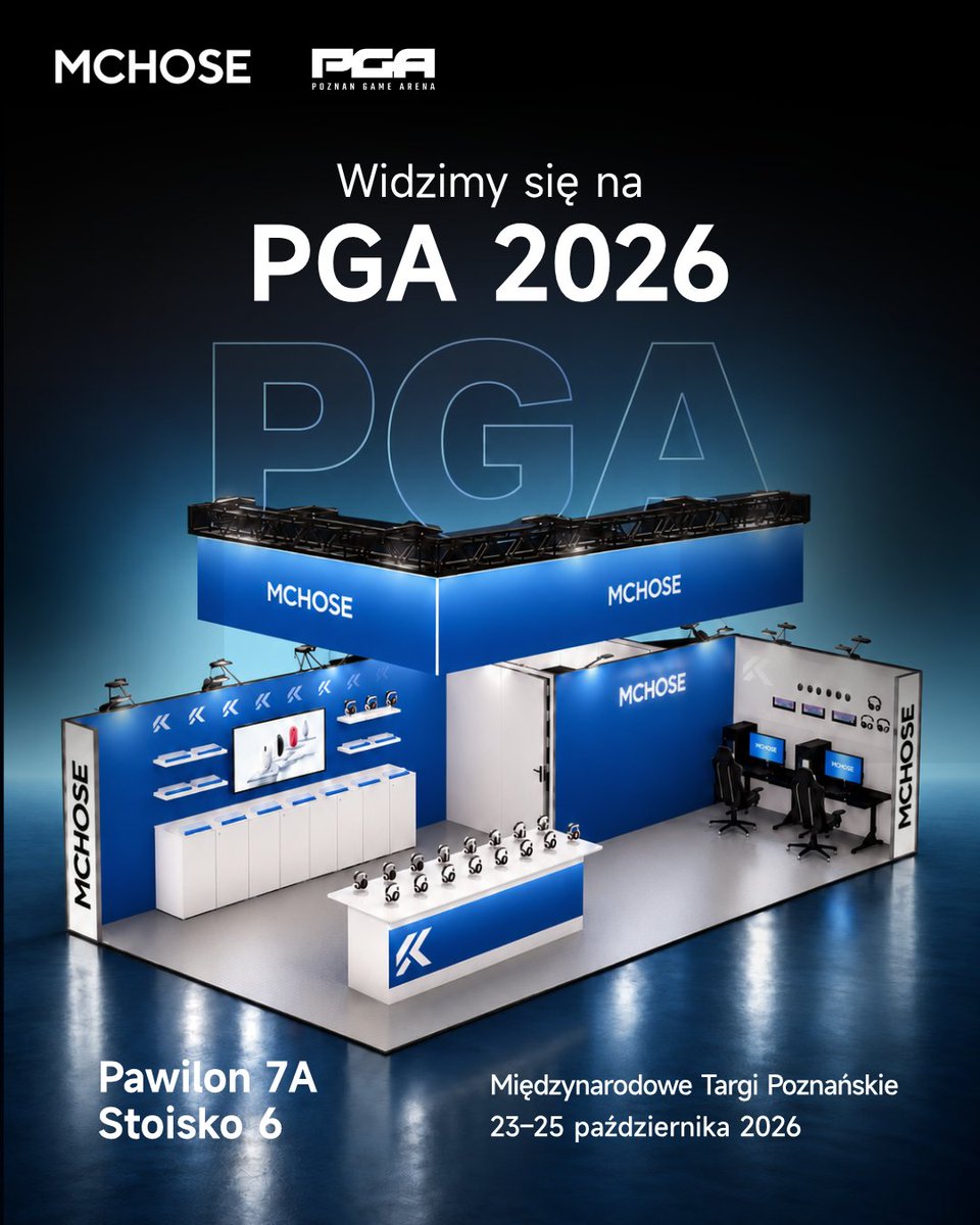 Mchose_official's tweet photo. 🎮 PGA 2026 KICKS OFF TOMORROW!

One of Central and Eastern Europe's biggest gaming events is back for its 20th edition! 🔥

MCHOSE is bringing our latest gaming gear to Poznań. Come try it out and experience the performance firsthand! ⚡

📅 Oct 23–25
📍 Poznań International Fair (MTP)
🎯 Hall 7A | Booth 6
Who's joining us? 👀

#MCHOSE #PGA2026 #GamingGear #PoznanGameArena #PCGaming #Esports #GamingCommunity