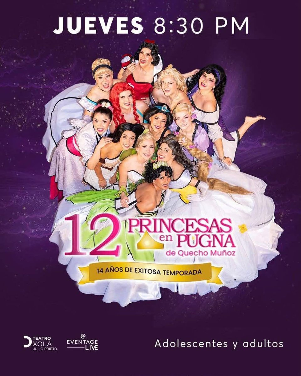 johngaravito's tweet photo. Apúntate para #hoy #FelizJueves Gana uno de los pases dobles para ver #12PrincesasEnPugna 8:30PM en #TeatroXola 
1 DA RT y 💕 
2 SIGUE ESTA CUENTA Y SUSCRÍBETE AL CANAL 👉🏽 https://t.co/pwEHYMqCCR
3 MANDA TU NOMBRE COMPLETO https://t.co/sLPj5aTFZP