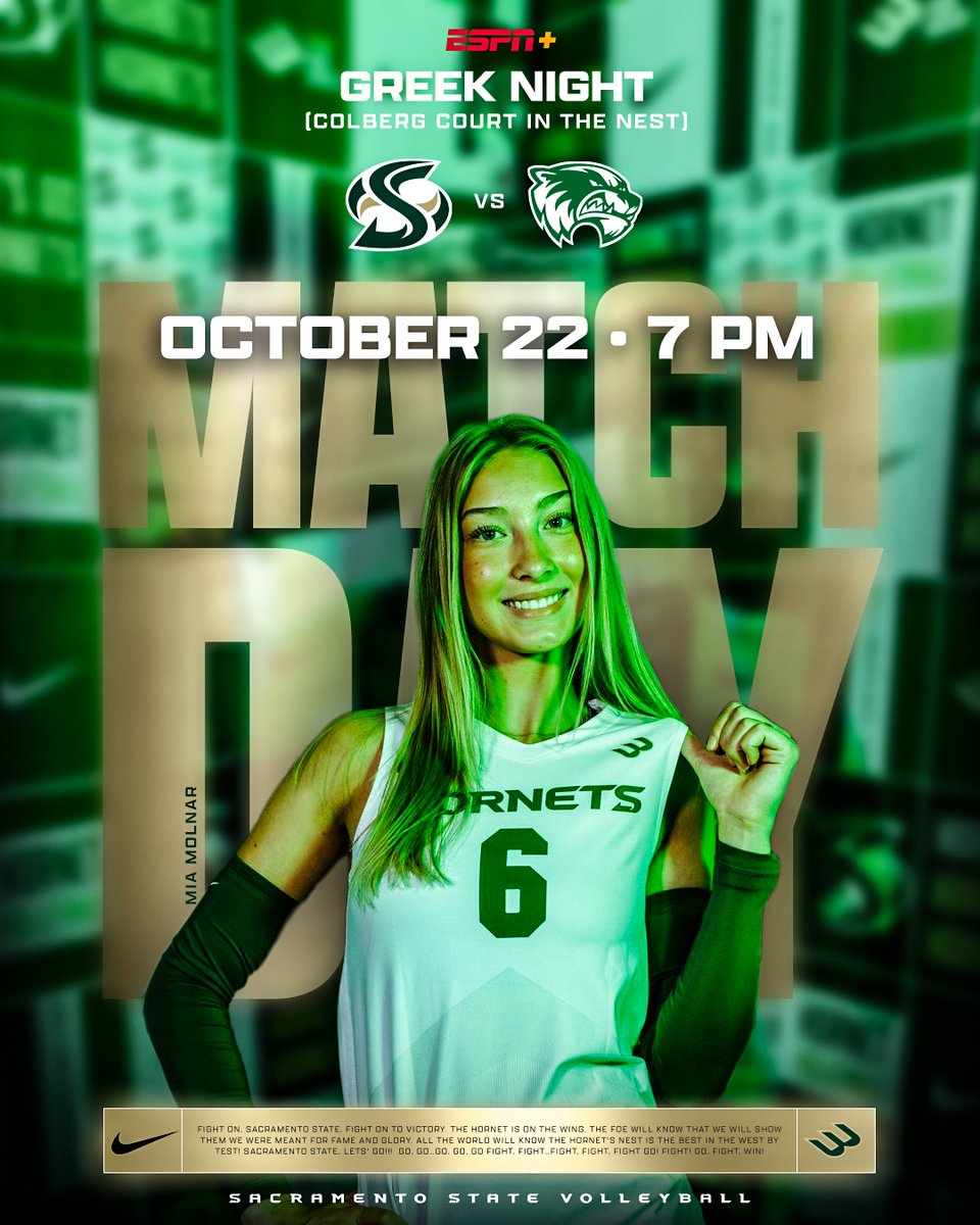 SacStateVB's tweet photo. MATCH DAY!

• Hornets vs Utah Valley
• 7 pm at the Nest
• Greek Night
• Midway point of the Big West season
• Wiepert 8 assists shy of 1,500
• First of just 3 home matches remaining

#StingersUp https://t.co/aJFdM6ft1l