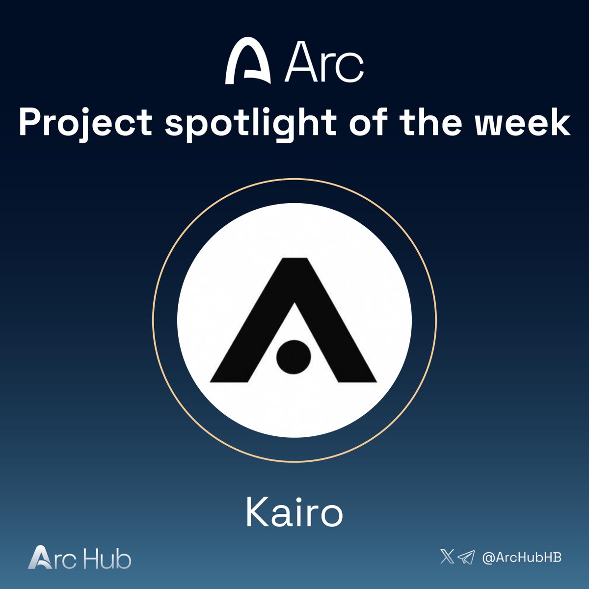 ArcHubHB's tweet photo. Project spotlight of the week: @kairo_market

KAIRO is building an onchain finance platform on Arc, bringing prediction markets, AI, token launches, swaps, perps and onchain discovery tools into one place.

- KAIRO Markets: Create and trade YES/NO predictions with USDC. Of the 1.5% trading fee, 0.25% goes to the creator and 0.25% stays in the market’s liquidity pool.
- KAIRO Launch: Launch tokens on bonding curves, with liquidity moving to a permanent pool at graduation.
- KAIRO Intelligence: Arc token research covering holder concentration, creator history, wallet activity and onchain risk signals.
- KLIK: Shareable token-buy links across multiple chains, routed through KAIRO Swap.
- Perps: Recent posts showcase enhanced charts, order books and trade feeds, alongside a Synthra infrastructure partnership.
- KAIRO Funds: An onchain fund product with a required 5% KAIRO allocation; its page is live, though displayed fund and investor totals are blank.
- Recent announcements: KAIRO says it integrated Chainlink data oracles and has announced partnerships with other Arc projects. $KAIRO is listed on CoinGecko.