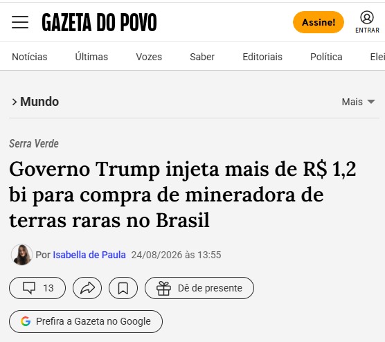LeafarCL7's tweet photo. @ysla_comenta @FelippeRegazio Flavio não precisa entregar as terras raras do pais na mão de americanos, afinal o Lula ja esta fazendo isso

Não entregando para os americanos, como também para a china... https://t.co/I7PnjInlsd