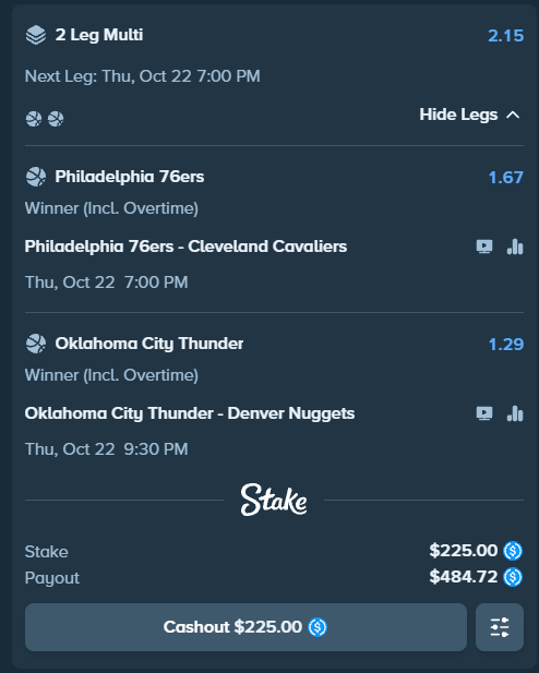 eboy's tweet photo. boosted odds on stake, i took 76ers all day. 
team is looking good this season 💪 https://t.co/TCfFyb2fhd