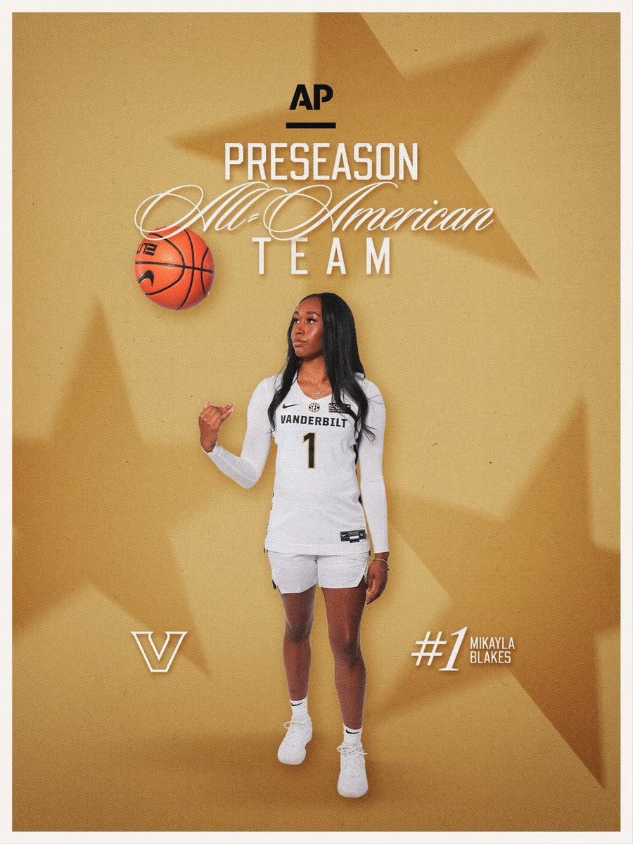 VandyWBB's tweet photo. 𝙀𝙡𝙞𝙩𝙚 𝙎𝙩𝙖𝙩𝙪𝙨 🇺🇸🏀

@mikaylablakes was one of five players named an @AP preseason All-American 

She is the second Commodore to earn AP preseason All-American honors and the first since 2002-03

⚓️⬇️ https://t.co/nbrwXIXhfg