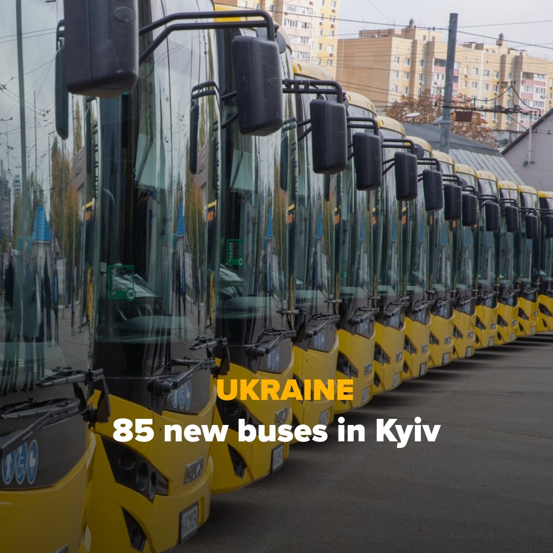 EIB's tweet photo. 🇺🇦🇪🇺 Kyiv has 85 new buses on its streets, following an €18.5 million fleet renewal financed by the EIB Group.

Serving 16 routes, the buses offer safer, more accessible journeys for thousands of residents, including people with reduced mobility.

➡️https://t.co/W40u976uWN https://t.co/pJ4NUcgjMY