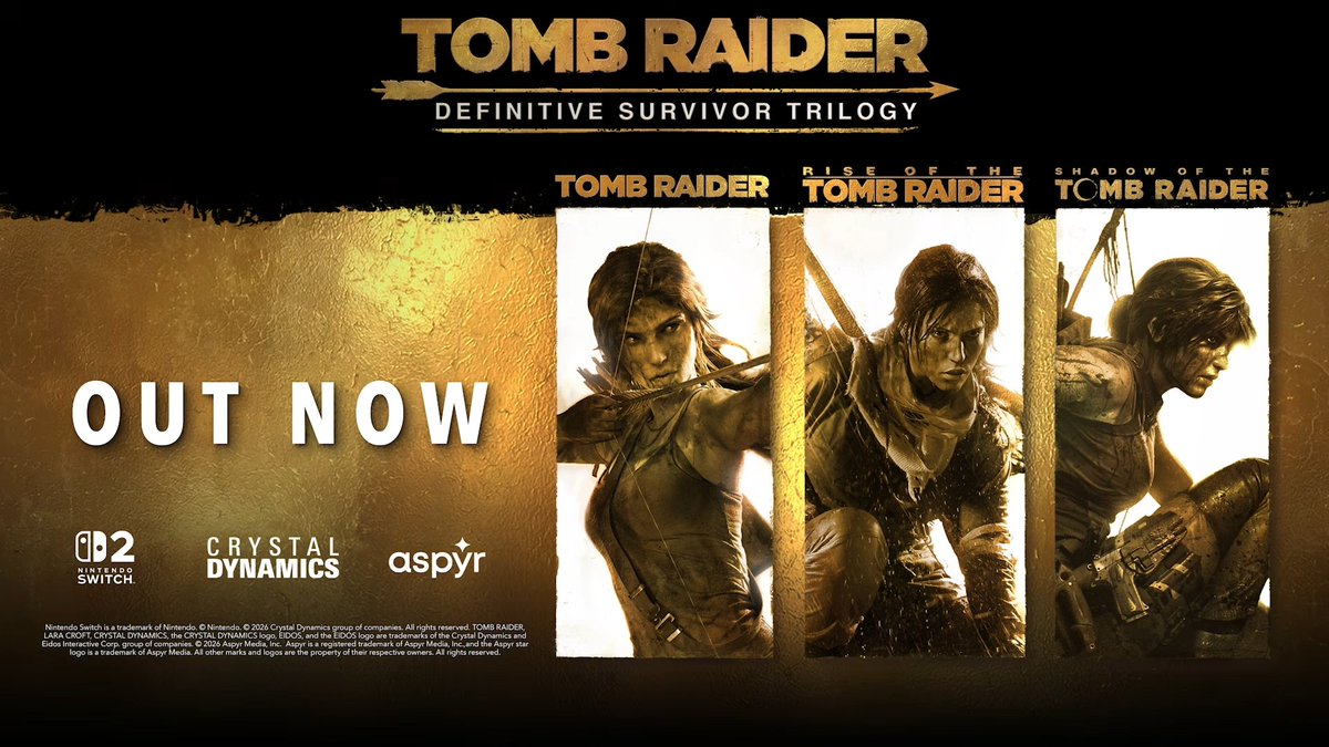 Wario64's tweet photo. Tomb Raider: Definitive Survivor Trilogy - Official Launch Trailer | SWITCH 2 https://t.co/dt9QgGtsR2 https://t.co/v8YKqA1emg