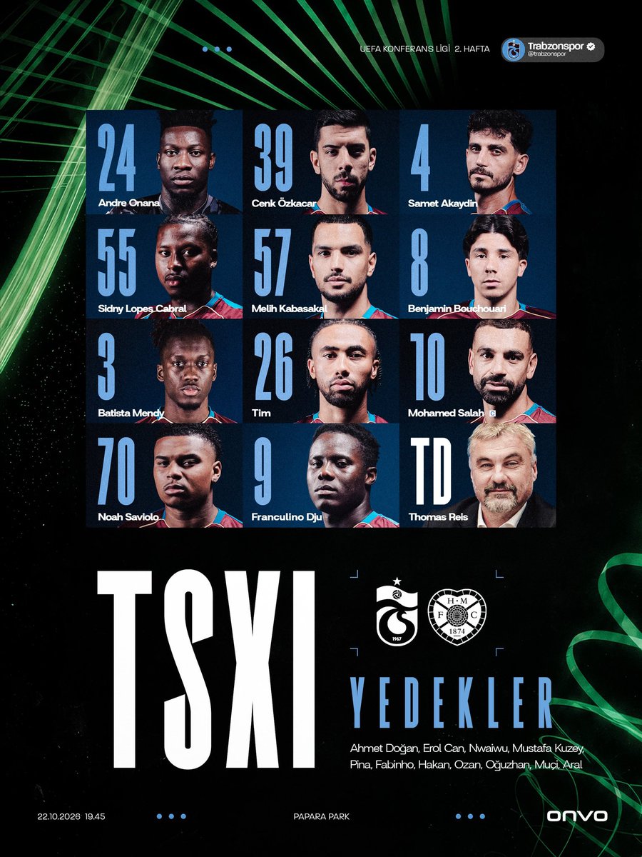 tskulis61's tweet photo. Trabzonspor’un Hearts maçının ilk 11’i; https://t.co/0yih5azXfX