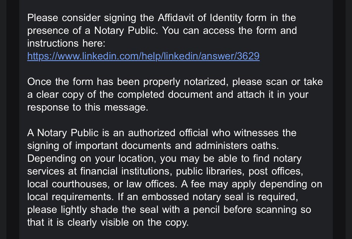 YoannMarkets's tweet photo. What a joke. They’re asking you to go to a notary just to open a LinkedIn account. 😂😂😂 @LinkedIn https://t.co/CMWeIBQvv6