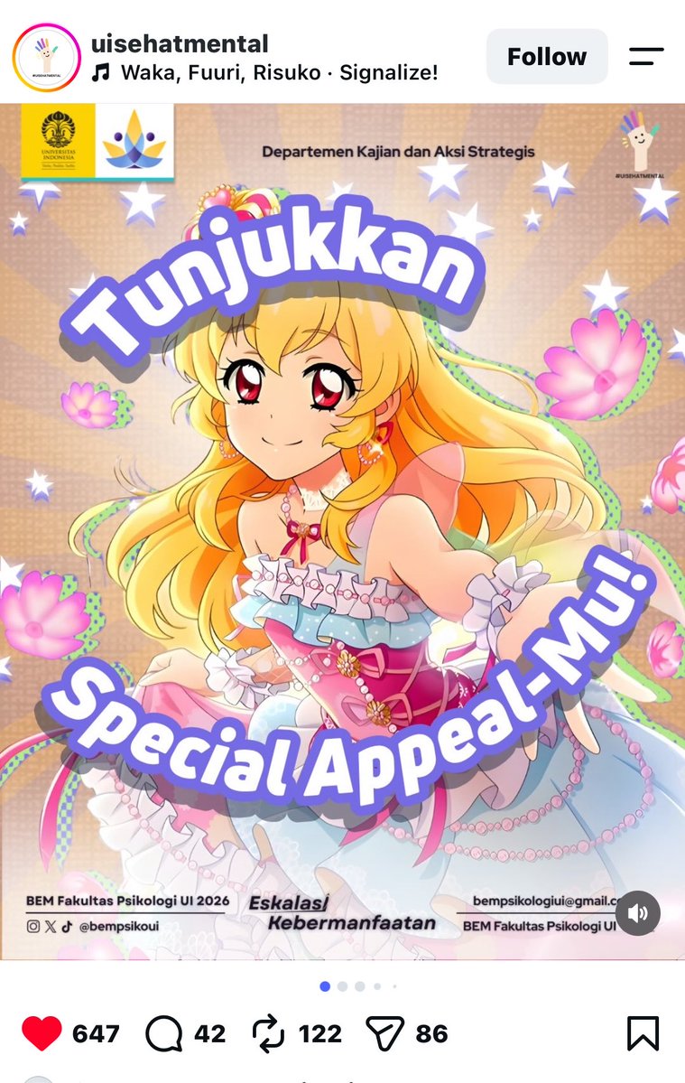 aoiikatsu's tweet photo. AIKATSU X PSYCHOLOGY OMG???
peak content, aku baca sampai habis ngejelasinnya benar benar bagus untuk maba yang masih bingung untuk berorganisasi https://t.co/Ib7X8rX9ot