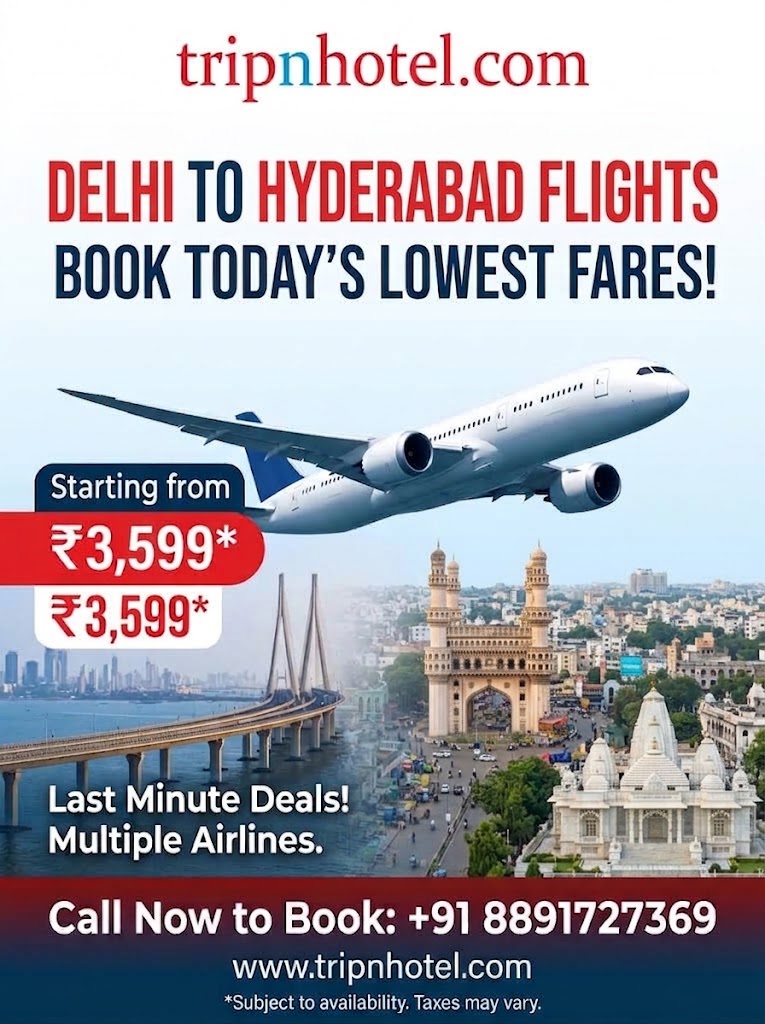 brunaadrianas's tweet photo. Delhi to Hyderabad flights at great rates. Book early with TripnHotel for competitive domestic fares. Call or WhatsApp +91 88917 27369 and travel smart. https://t.co/Dapdo5OefG