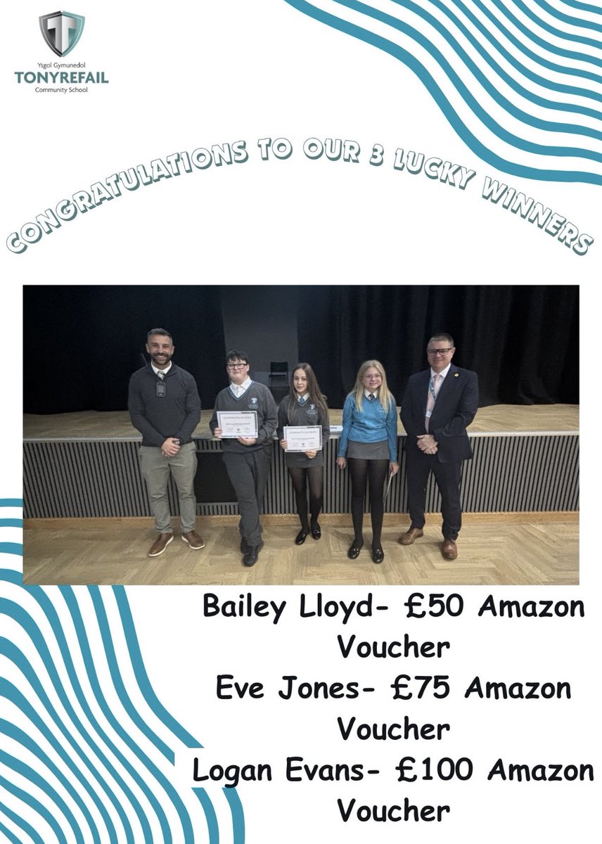 TonyrefailCS's tweet photo. Congratulations to our 3 lucky winners today 🎉 
Who’s going to be our next lot of winners before we break up for Christmas 👀 https://t.co/zS6iOX7Gsq