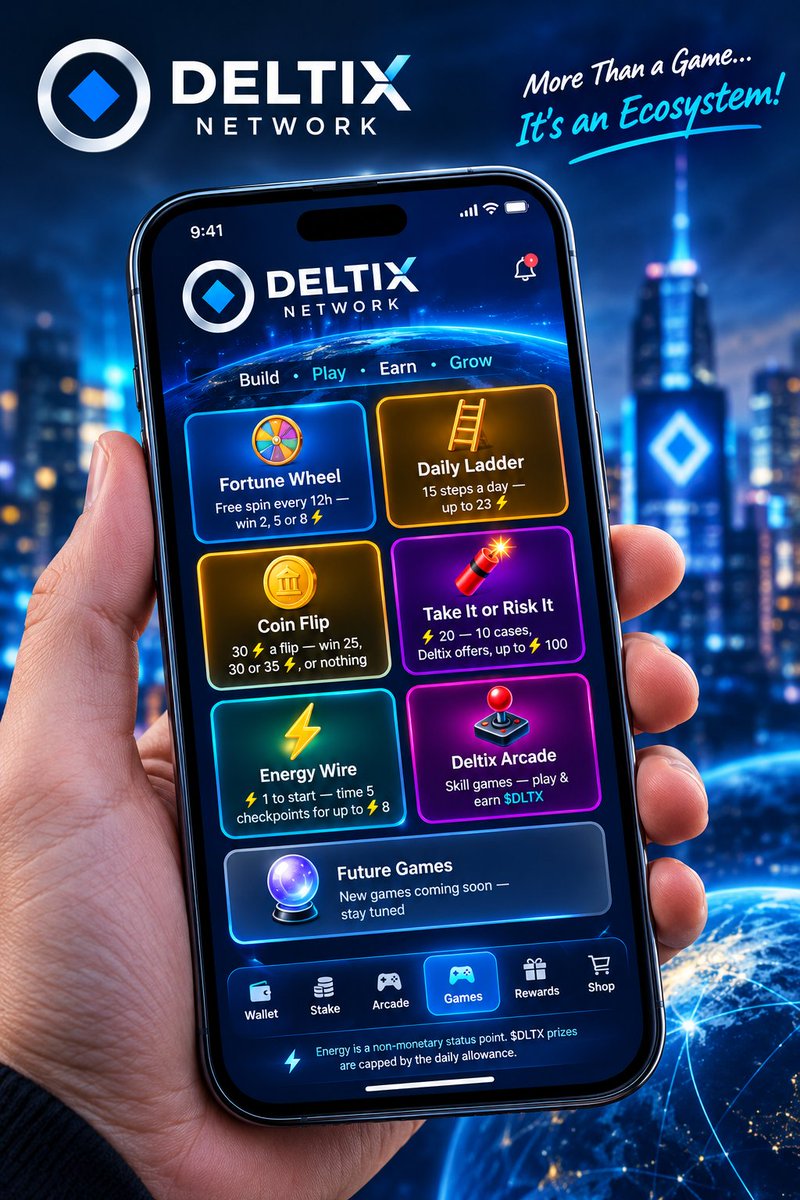 Shahruk50140978's tweet photo. 🚀 **DELTIX NETWORK — MORE THAN A GAME!** 🌐

🎮 Play • ⚡ Earn • 🌟 Grow
Fortune Wheel से लेकर Deltix Arcade तक, एक ही Ecosystem में नए अनुभव! 🔥

💙 **Deltix Network — Building a Stronger Digital Future!** 🚀

#DeltixNetwork #DLTX #Web3 #Blockchain #DigitalFuture https://t.co/mKSE3W7Xwh