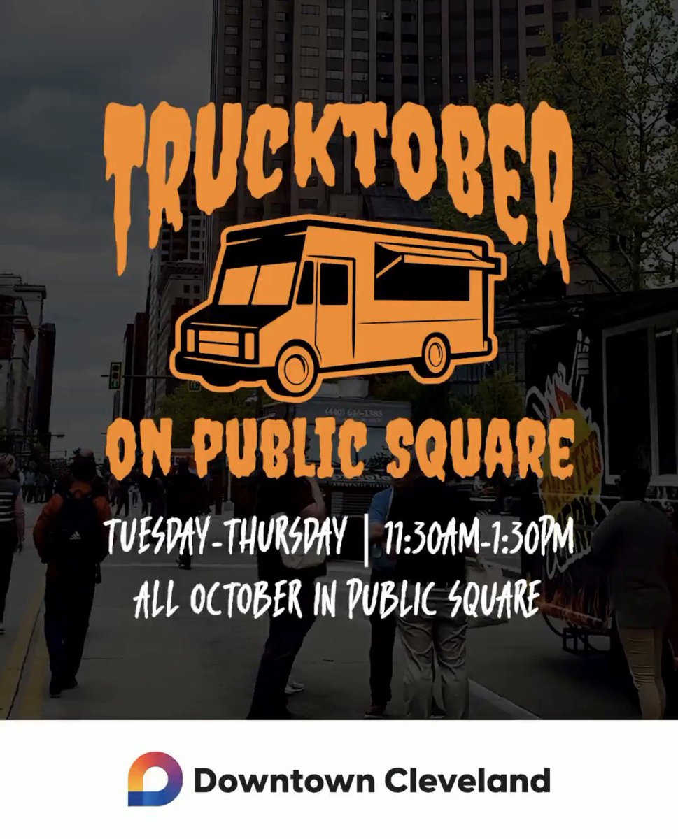DowntownCLE's tweet photo. Forgot your lunch? No problem. There are food trucks on Public Square from 11:30 am - 1:30 pm every Tuesday, Wednesday, and Thursday through the end of October!

Learn more at https://t.co/fBSVimiO1b

See you on the Square! https://t.co/EnbmnTIjeR