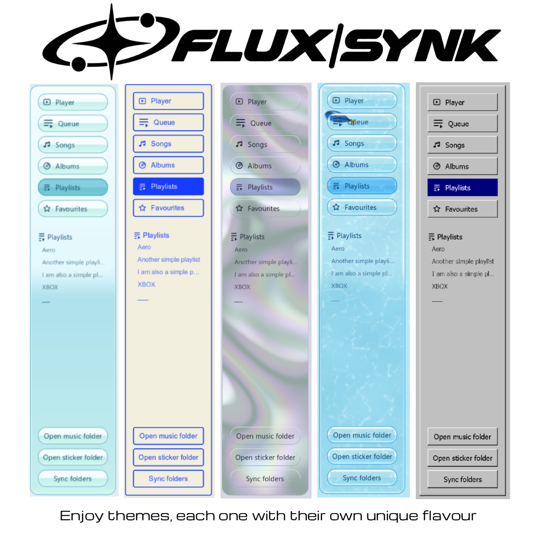 FLUX_SYNK's tweet photo. FLUX|SYNK is available now on Patreon! 
https://t.co/Hp6oaIMlP2

A local media player with multiple themes, customization options &amp; more, styled after the Y2K era

Windows + Linux support 

(MacOS soon)

#y2k #godot https://t.co/zgpqZszWLA