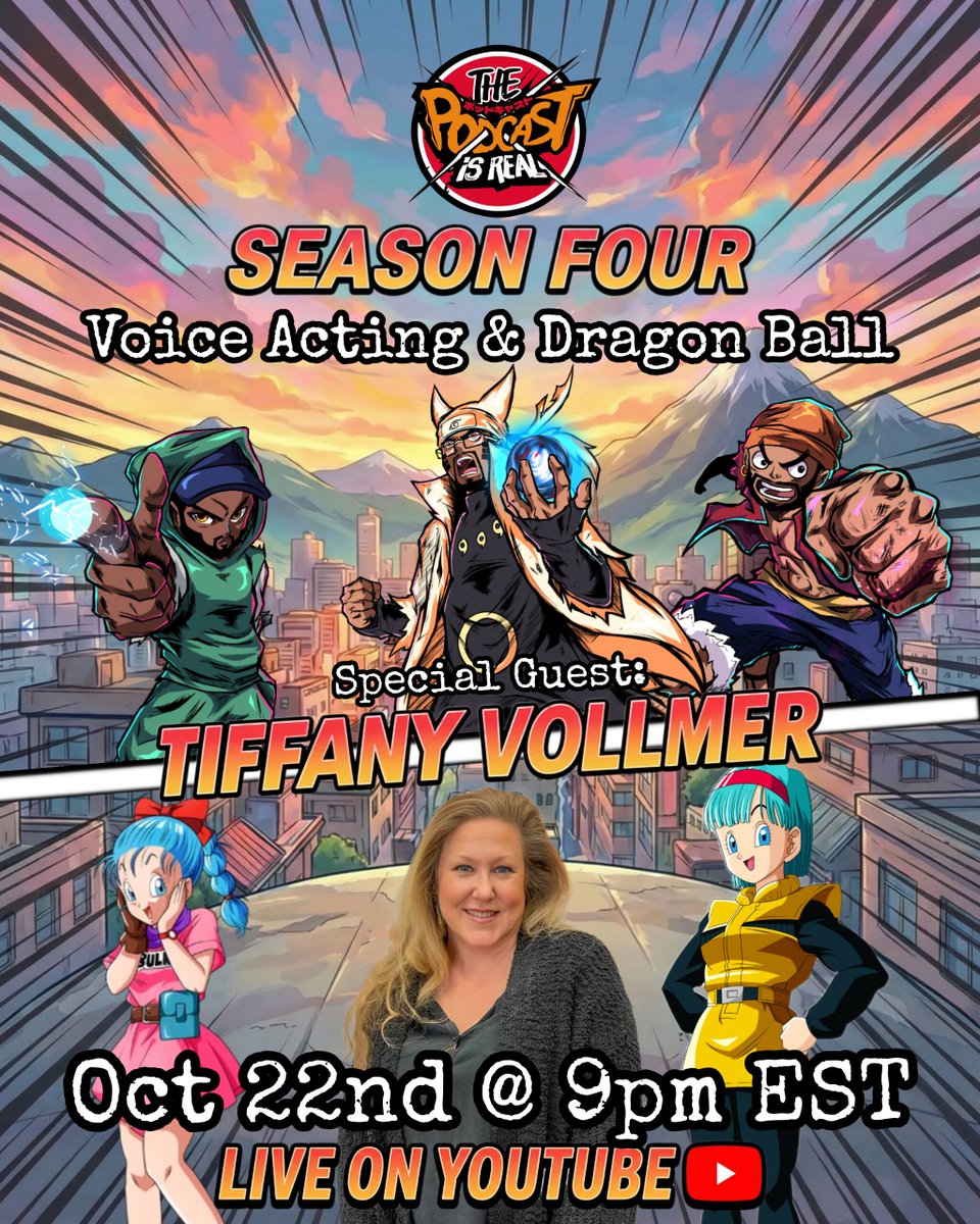thepodcastsreal's tweet photo. TONIGHT!! Join us this week on The Podcast Is Real on YT as @kingdrell @VoQualz and @Jasirii_GQ welcome the OG voice of Bulma from Dragon Ball, Dragon Ball Z, and Dragon Ball GT Tiffany Vollmer to the hot seat to talk anime and voice acting

#thepodcastisreal https://t.co/4ccS03N3iG