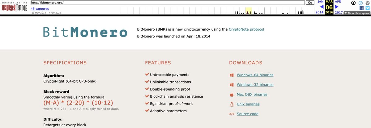 kingcardano's tweet photo. Bitmonero is the first currency -> Then they forked it to create Monero.

Before it became known as Monero, the project launched in 2014 as BitMonero and then was forked to Monero.  

The appeal is easy to understand:  
Monero’s original name. 
Branding that makes the connection instantly recognizable. 
Holder rewards in BTC and XMR.  

The CashCat comparison comes from that same appeal: rediscovering an original name and building a memorable story around it.  

My thesis is that this has the potential to reach a multimillion.

Real logo: https://t.co/scVW3lo0dg

Verify on Wikipedia: https://t.co/84Q1xtZLLV

$BITMONERO 
CA: 7PNm3TKhAMbkzB9GyDQ17EuuX7dFzYpdF9b8yVhmBnK3

https://t.co/mKyuUlC40R