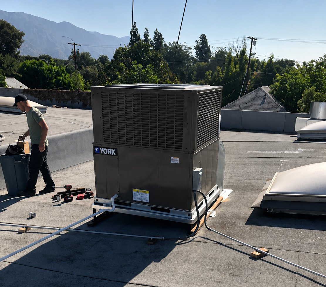 airtroinc's tweet photo. Another York commercial HVAC installation right here in the beautiful San Gabriel Valley. Reliable performance for commercial buildings. 👍

#CommercialHVAC #YorkHVAC #RooftopHVAC #HVACInstallation #CommercialBuilding https://t.co/GhmjVJ9u7R