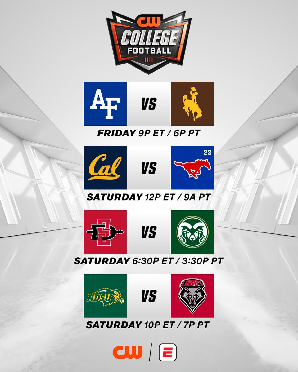 TheCW_Sports's tweet photo. Ready for a PACKED weekend of college football action on The CW! 🏈 https://t.co/XSlr405J9q