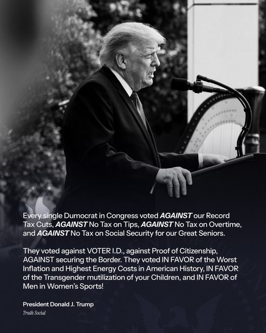 Layla955h's tweet photo. Every single Dumocrat voted AGAINST President Trump's historic America first policies. https://t.co/2krZnLsHhM
