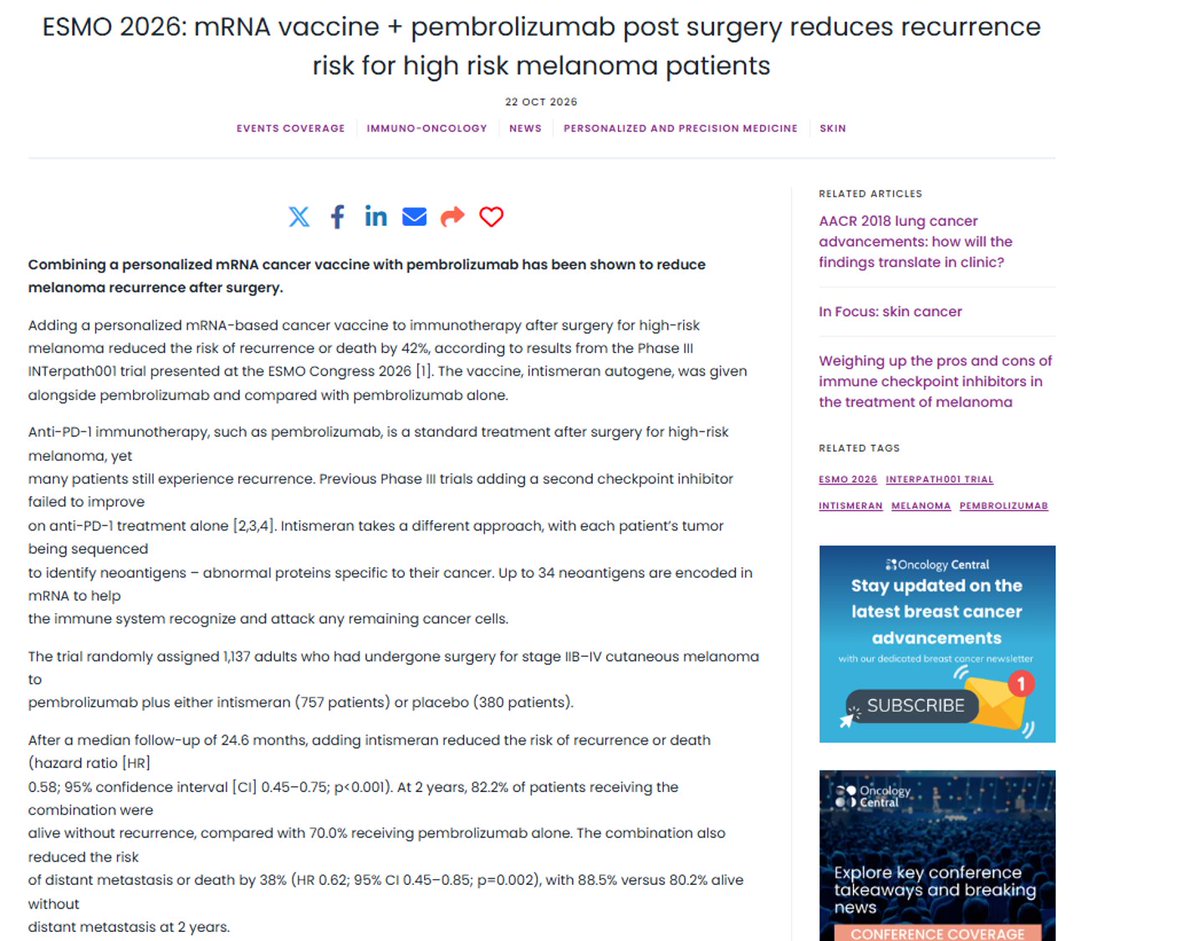 pharmacreep's tweet photo. $MRK $MRNA data amazing HR .58.  So $MRK $MRNA data leaked to this website which is now down. HR is .58. https://t.co/s7h2PJ1I0O https://t.co/62P6HbSYgD