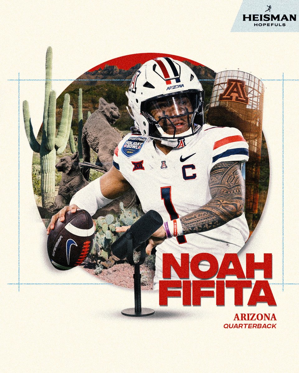 HeismanTrophy's tweet photo. The Wildcats’ elite playmaker 🤩 Noah Fifita joins this week’s #HeismanHopefuls Podcast episode.

Watch the full interview: https://t.co/TDGlXewta3 https://t.co/Uys8rdzAlw