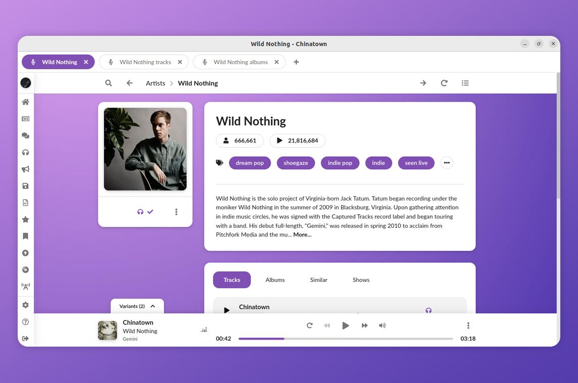 MadeWithVueJS's tweet photo. muffon is an open-source desktop music streaming browser made with Vue &amp; Electron, retrieving content from https://t.co/tWhrO4HVsr, Spotify, YouTube, SoundCloud and other sources 🎶 - https://t.co/Rl1TLu6PmK https://t.co/S7ZYlE8cIt