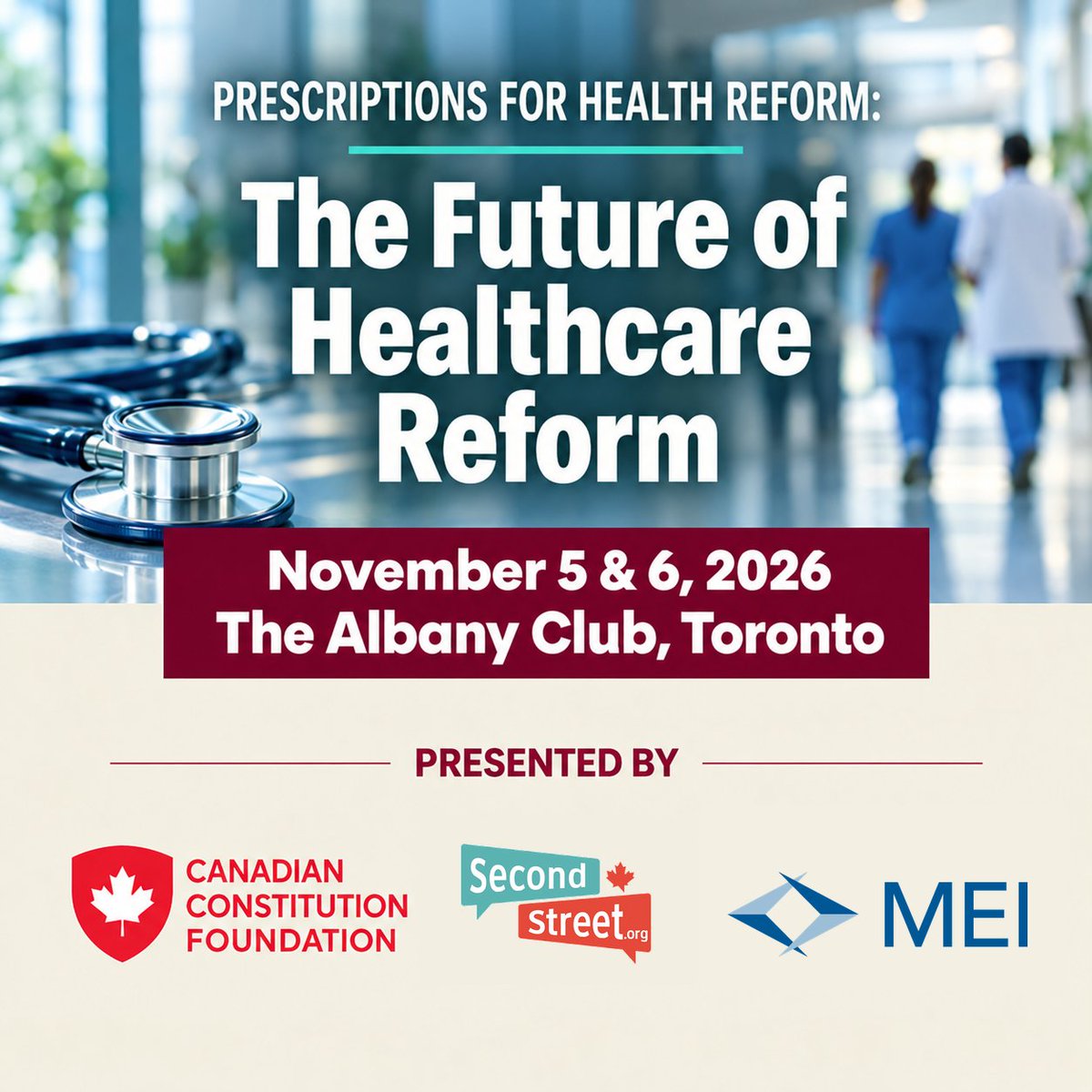 SecondStreetOrg's tweet photo. Don't miss out on joining https://t.co/zUEKXhpWIT this November in Toronto! We've got four excellent panels prepared for you all about health care reform. Speakers include former premiers Christy Clark and Stephen McNeill, Drs. Brian Day and Shawn Whatley, and more.

Register here: https://t.co/UeP4Y2ffi5