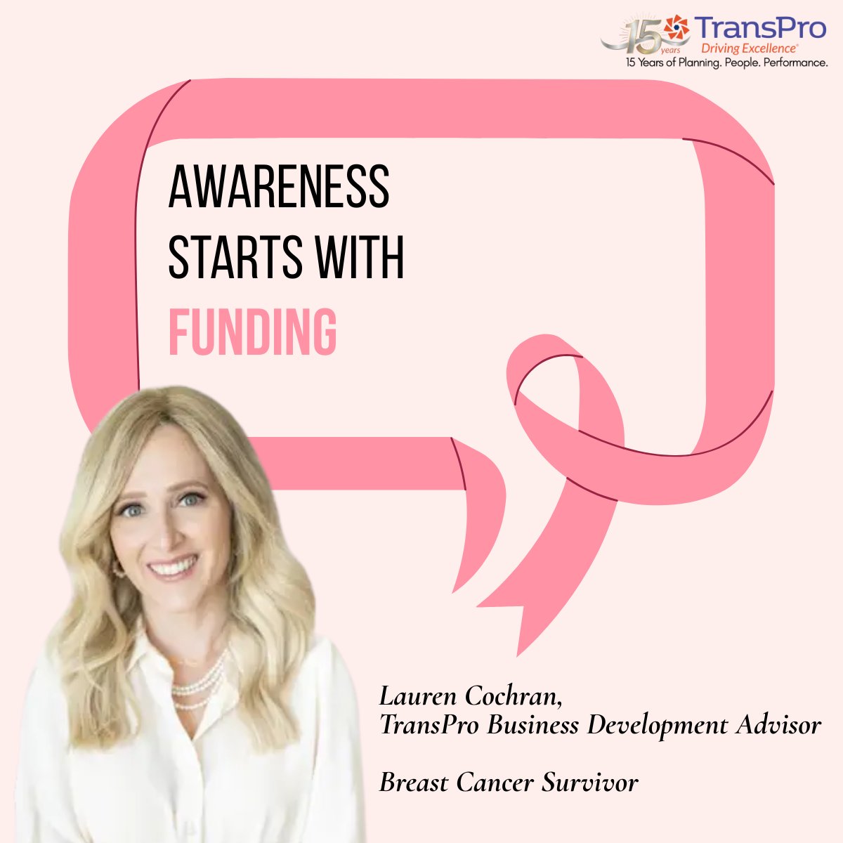 TransProConsult's tweet photo. October is #BreastCancerAwarenessMonth! This week, our team is raising awareness and showing support by sharing what awareness means to them.

For Lauren awareness starts with FUNDING! 💗 #GoPINK

 🔗Help us raise $5k towards TransPro's Commute to a Cure: https://t.co/cUtmajjhor https://t.co/ga3PKu61U3