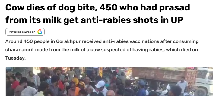 HoomanDecoder's tweet photo. BREAKING NEWS: According tp @IndiaToday  cow allegedly started BARKING in India, and apparently, 1,000+ Dog haters forgot how to THINK! 🤡😂

According to @IndiaToday, 450 people from two villages in UP received anti-rabies vaccinations after consuming charanamrit made from the milk of a cow died of having rabies.

But the real comedy begins here! 🍿

The headline screams: "Cow dies of dog bite!"

Meanwhile, the actual article:

🔴Rabies confirmed? NOPE! Just suspected.
🔴Dog bite witnessed? NOPE!
🔴Dog-bite marks or scars evidence? NOPE!

But somehow, the dog has already been declared GUILTY! 😂

And then comes the Oscar-winning line from the journalist:

"The cow subsequently began barking..." 💀🤣

BARKING?! Seriously?!

Did the cow suddenly learn a new language? Was it preparing for an audition for Paw Patrol? Or did the journalist personally interview the cow and hear it say "BOW BOW"? 

At this point, I am more interested in getting the journalist tested for common sense than finding out whether the cow had rabies! 😂

And the funniest part? Over 1,000 people apparently believed this without questioning anything!

No confirmed rabies. No documented dog bite. But somehow, the dog is the villain of the story!

Dogs are intelligent animals. Unfortunately, they can't teach critical thinking to everyone! 🤣

Dear @IndiaToday, next time a cow starts barking, please record it. We might finally have a scientific breakthrough: India's first bilingual cow! 💀

Until then, perhaps try journalism instead of writing scripts for a comedy show! 🤡😂

#AWBI #CCSEA #AnimalCruelty #AnimalRightsIndia #AnimalExperimentation #Accountability #StopAnimalCruelty #AnimalRightsIndia #CCSEA #ProtectAllAnimals #StopAnimalCruelty #AnimalRightsIndia #StopAnimalTesting #SignThePetition #AnimalExperimentation #StopAnimalCruelty #AnimalRightsIndia #CCSEA #AnimalWelfare #ProtectAnimals #StopAnimalCruelty #AnimalTesting #AnimalRightsIndia #SayNoToAnimalExperimentationBill #StopAnimalTesting #AWBI #ProtectAnimals #AnimalWelfare @indSupremeCourt @CJP_for_India
@WhiteCoatWaste @CrueltyFreeIntl @peta
@ShalinGala @StopCamarles @DogDeskAction
@humaneworldorg @PCRM @AnimalDefenders
@rise_foranimals @ReplAnimalRes @AFR_UK
@SigneSol0 @Maleficentlady2 @PoliAnimalClass
@Sharzard5 @PieterseMarc @JohnOberg
@PhaedraXTeddy @ev_edward2 @teamveganfta
@pepe_nature @AdoptionsUk @Veganella_ 
@RobRobbEdwards @iawpcoalition @WeAreNotFood @MyVegan_Reach @EllieCG11 @GreenPillPack
@helene_hebbel @CliMate_HEAL @CarlaCo92330391
@YvonneHooper20 @AnimalsRadio @KieraLawley
@ChiweenieT14381 @THaPriYa123 @JahnaviIyer
@dilthi_gujarati