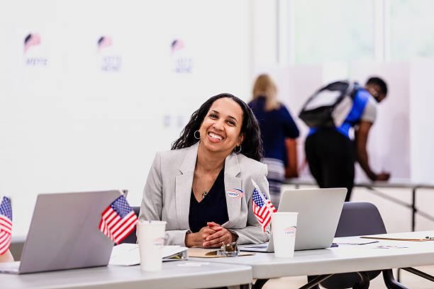 VotingIsLocal's tweet photo. Our Wisconsin campaign manager Jessica Switzer has been checked in by the same Black woman at her Milwaukee polling place since she was 18.

She told @TheRoot why more Black poll workers matter this election season 🗳️💛

https://t.co/LWMopTjWoF https://t.co/CD4evddcAW