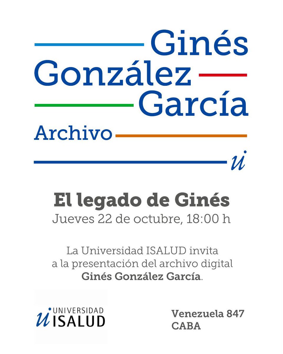 FilmusDaniel's tweet photo. Estaremos hoy, jueves 22 de octubre, en la Universidad ISALUD para participar de la presentación del Archivo Digital Dr. Ginés González García, un espacio dedicado a preservar y difundir su legado en la salud pública argentina.

Participaremos del panel “La función pública”, junto a Claudio Moroni, con la moderación de Ignacio Maglio.

🕕 18 hs | Inicio de la jornada
🕖 19:15 hs | Panel “La función pública”
📍 Universidad ISALUD, Venezuela 847, CABA.