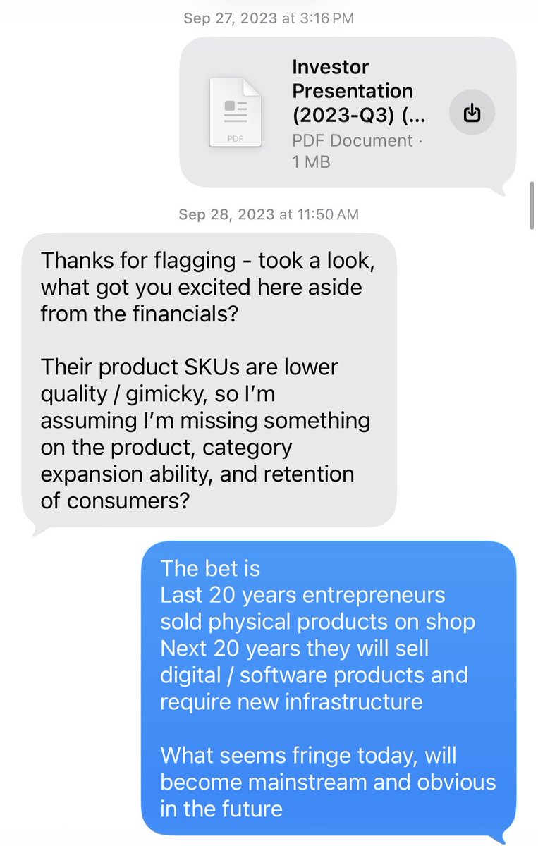 BennettSiegel's tweet photo. I tried to bring a co-investor into the Whop round we led 3 years ago. They just asked me if it’s too late to invest. https://t.co/M3XbwEh8s1