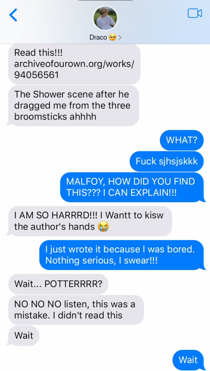 hpdgae's tweet photo. #hpdm AU where–

Drunk Draco accidentally sent the ao3 link to Harry instead of Pansy https://t.co/bTDIGMmw8x