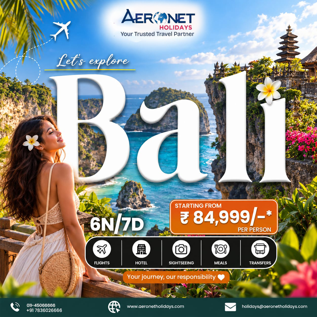 TazCruz24's tweet photo. Let’s escape to Bali. Enjoy 6 nights and 7 days of beaches, temples and unforgettable experiences. Starting from ₹84, 999 per person. Includes flights, hotel, sightseeing, meals and transfers. DM us to plan your Bali getaway. https://t.co/0xI2p7xRCz