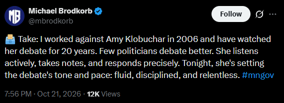 CrimeWatchMpls's tweet photo. This buffoon. Amy Klobuchar was repeatedly rude, disregarded the rules of the debate, and became visibly angry and trembling throughout the debate. https://t.co/IDSurhPqTL