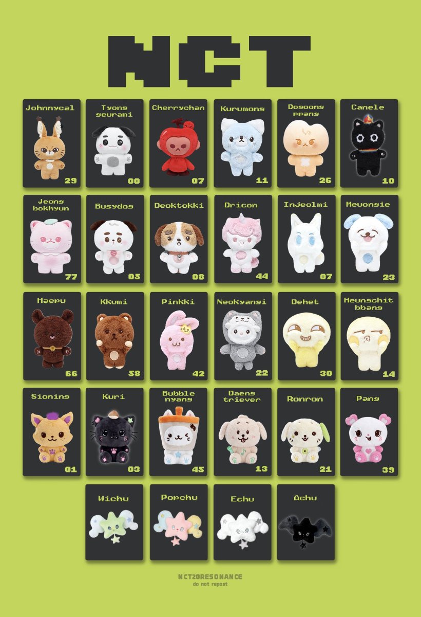NCT20RESONANCE's tweet photo. 💚 NCT DOLLS 💚

#NCT127 #NCTDREAM 
#WayV #NCTWISH #NCT https://t.co/Wxq0RHzKRp