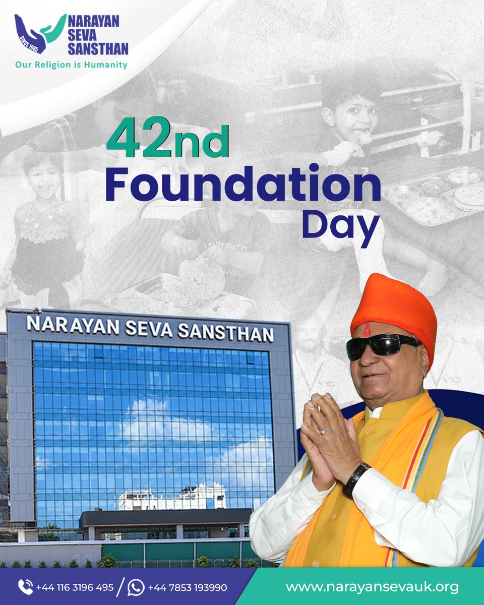 NarayanSevaUK's tweet photo. 42 Years of Compassion, Service, and Transforming Lives! 🙏✨
#NarayanSevaSansthan #NSSUK #42ndFoundationDay #42YearsOfService #Sewa #HumanityFirst #TransformingLives #MedicalCharity #CharityUK #OurReligionIsHumanity https://t.co/xmz4fuv8gh