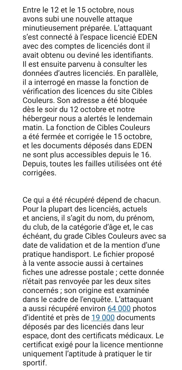_SaxX_'s tweet photo. Nouvelle fuite de données pour la Fédération Française de Tir, la fftir ! 

2 cyberattaques hélas réussies sur 2 de leurs outils ITAC et EDEN...

Bon courage aux licenciés...

Faire du tir est dangeureux pour vos données personnelles...

*Merci à un abonné qui se reconnaîtra... https://t.co/WwzCGEzQ1p