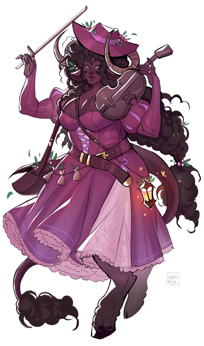 Samvry_'s tweet photo. My satyr bard oc! Her name is Berry🎻🍇 #myart #ocs #dnd #characterdesign https://t.co/iiJ3UYXf1T