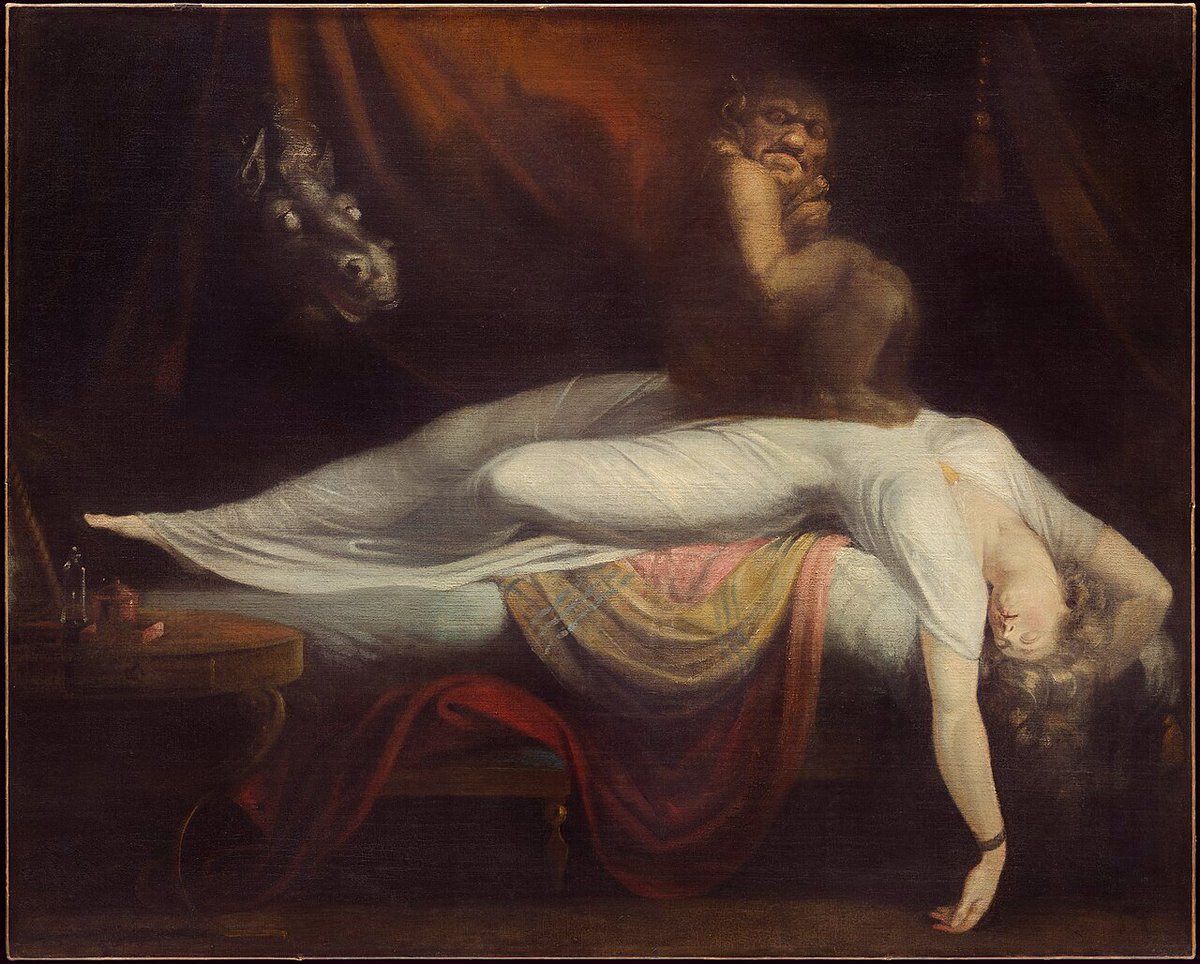 RanQuinn7's tweet photo. #DarkRomance
Before you look at Henry Fuseli’s The Nightmare, discard all conventional frailty. See the physical crushing—the heavy weight sitting on the chest, capturing the exact rigidity of sleep paralysis. (1/7) https://t.co/sB9iN8lqF2