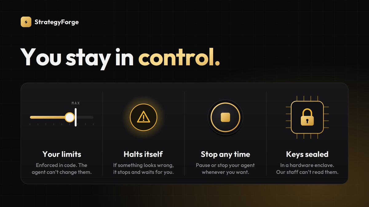 QasaraLabs's tweet photo. Letting software trade for you only works if you stay in control.

• Your limits are enforced in code
• It halts itself when something looks wrong
• Pause or stop any time
• Keys sealed in a hardware enclave

https://t.co/rM9bsfR4Pk https://t.co/qRtfzpGT8x