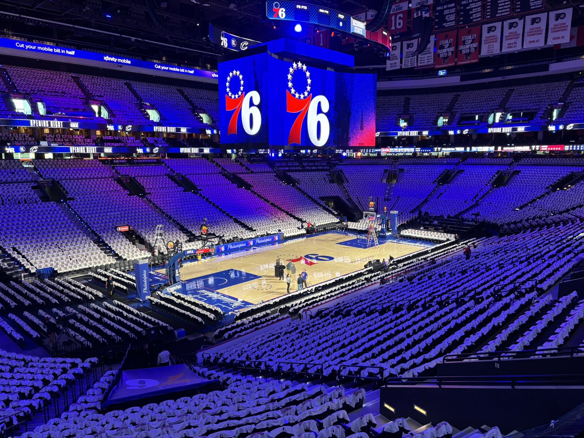 JClarkNBCS's tweet photo. Sixers season opener is tonight. Every fan will get a white Sixers shirt ￼#throwtheballup https://t.co/yc75wpFPuE