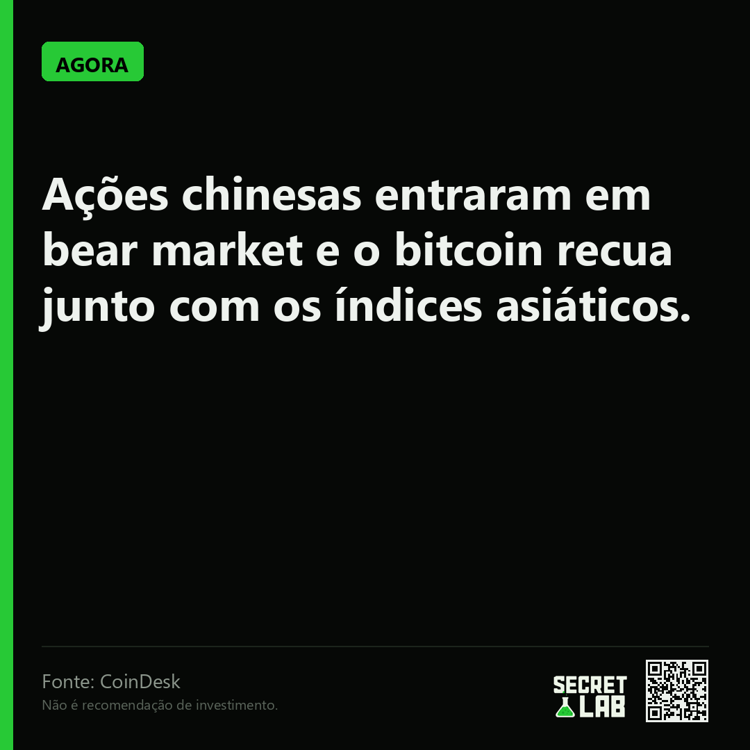 criptomemebr's tweet photo. Bolsas da Ásia derretem e o bitcoin foi junto na queda.

Ações chinesas entraram em bear market e o bitcoin recua junto com os índices asiáticos.

Cripto prometia descorrelação do mercado tradicional. Essa promessa ainda se sustenta?

(CoinDesk) https://t.co/3tyhxA00f5