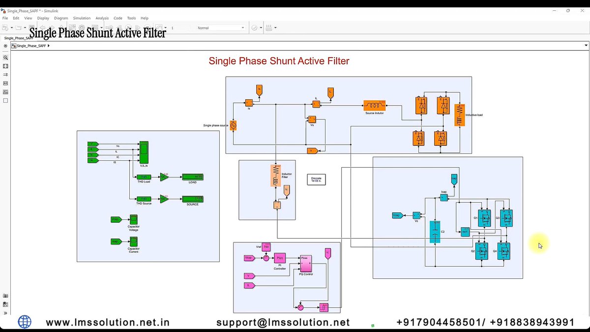 Lms_Solution's tweet photo. Simulation of Single Phase Shunt Active Filter in Matlab.

Product Link: https://t.co/w9qYvEv5fX

• Source voltage and load current are processed for control
• Low-pass filtering extracts the average real-power component

#ReactivePowerCompensation https://t.co/RqU0n042dc