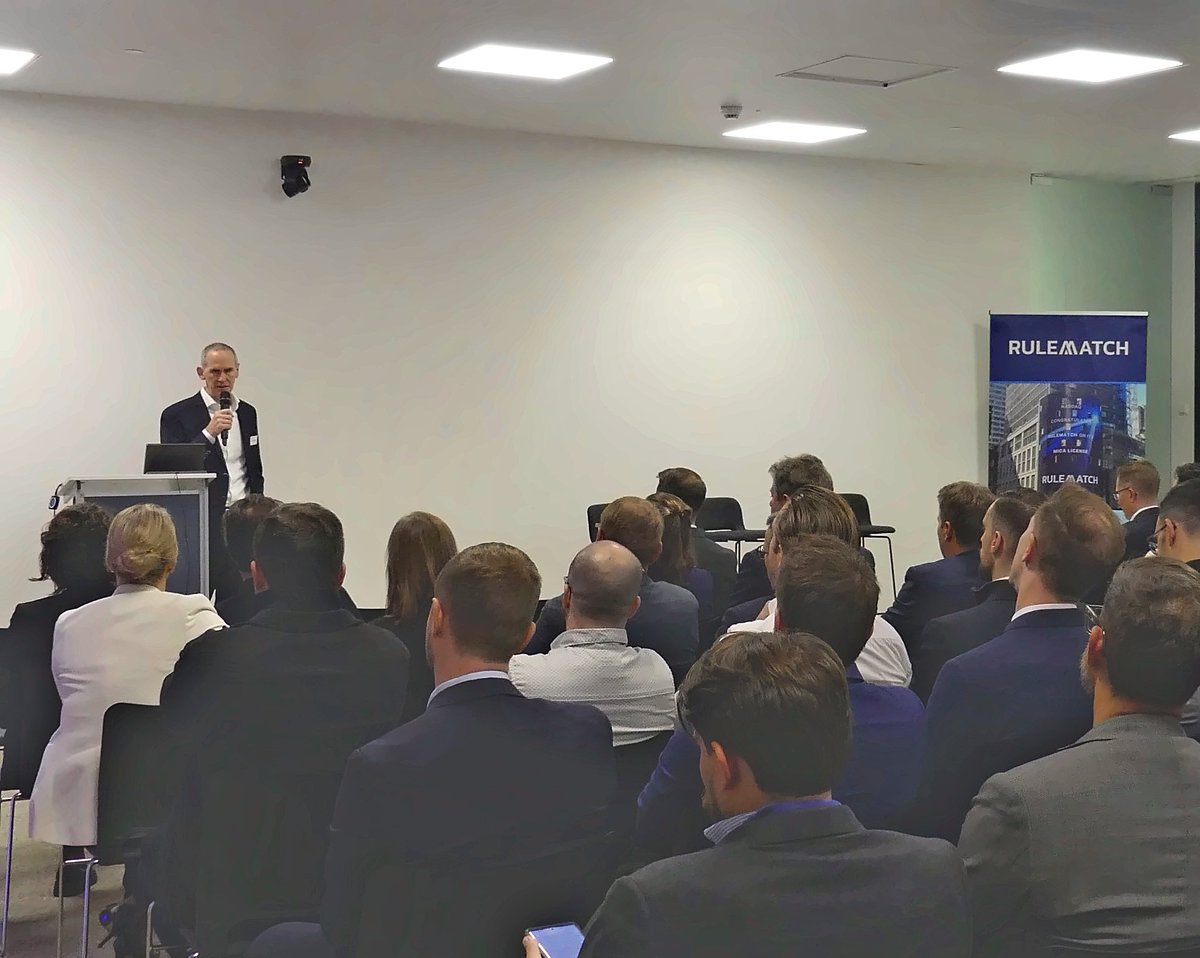 rulematch's tweet photo. Yesterday, RULEMATCH hosted the official opening event for its European, MiCA-licensed trading platform in Vaduz...

...with guests from the Liechtenstein banking and crypto industry, the RULEMATCH network, as well as local politicians and media.

CEO David Riegelnig presented the broad vision of RULEMATCH and its view on current developments.

In a panel discussion, @ian_simpson80 was joined by:

 💡Dr. Clara Guerra (Liechtenstein Office for Digital Innovation)

💡Simon Tribelhorn (Liechtenstein Banking Association)

💡Florian Stasch (RULEMATCH Europe)

...to discuss:

- The state of MiCA implementation
- Banks' perspective on the "new reality" under MiCA
- Stablecoins and possible tokenized FX markets
- The convergence of crypto, stablecoins and tokenized assets
- The prospect for agentic payments as a market catalyst