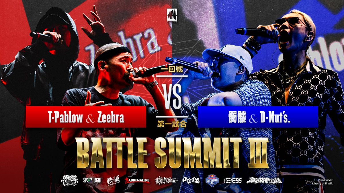 battlesummit1's tweet photo. T-Pablow &amp; Zeebra vs 髑髏 &amp; D-Nut's. / BATTLE SUMMIT Ⅲ (2026.8.11)

  https://t.co/J3Y8ARThXb https://t.co/JemyjmVEpX