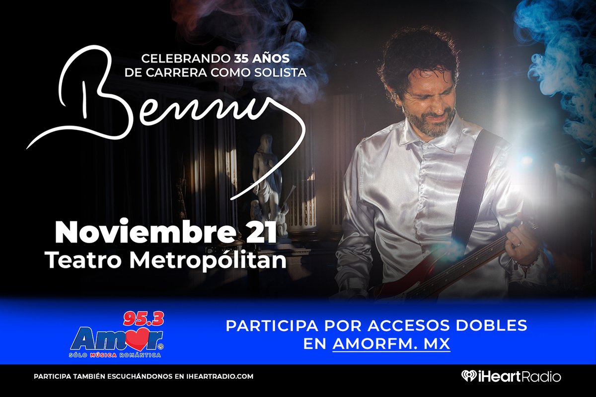 AmorEnTuRadio's tweet photo. #CDMX 🎶❤️ ¡𝐁𝐞𝐧𝐧𝐲 𝐈𝐛𝐚𝐫𝐫𝐚 celebra 35 años de trayectoria como solista con un concierto espectacular! Vive una noche llena de música y grandes éxitos este 21 de noviembre. 🎤✨ 

🎟️¡Regístrate y participa por tus accesos! https://t.co/xXAwEL5jfG https://t.co/SjCc2DFPOR