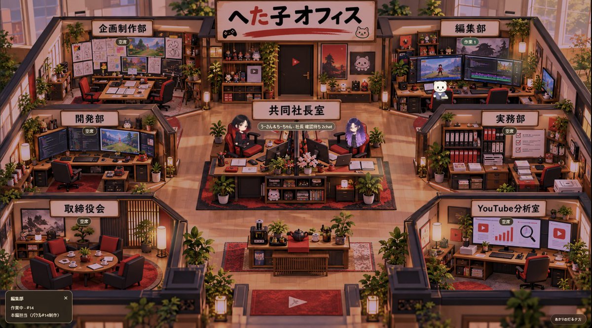 ukasukekun's tweet photo. 私はゲームを楽しみたいんじゃー！
わがまま娘に代わり、ちーちゃん社長率いるスタッフ陣が動画作成に勤しんでおります。

楽���むためならこんなものまで作ってもらったくらいにして(*´艸`)
うーん…オフィス内を歩く人も欲しいかも…
なんて仕事を増やしていくってね🤣 https://t.co/fHsVsBN5H0