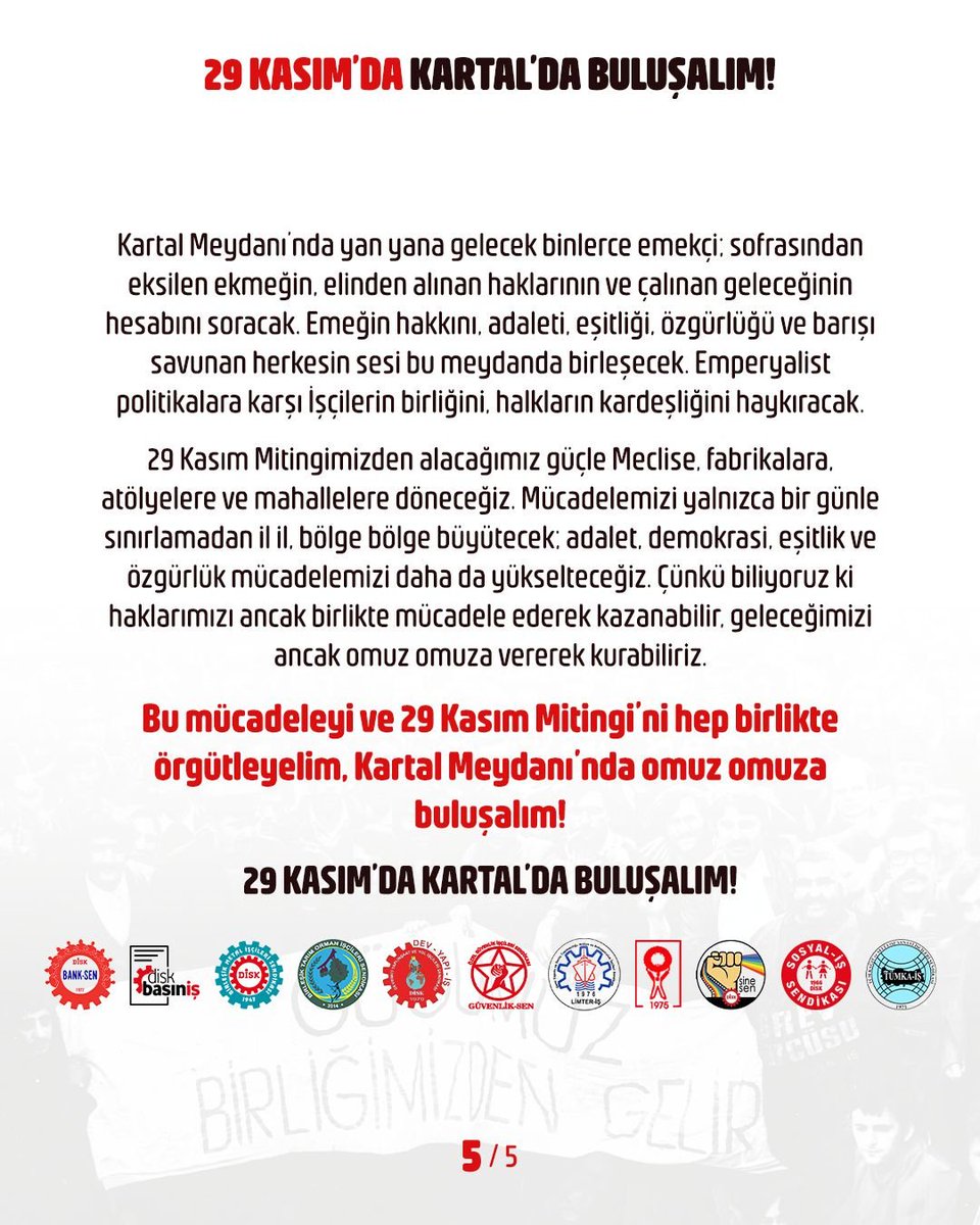 Limter_is's tweet photo. Açlığa, yoksulluğa ve yolsuzluğa karşı, 29 Kasım'da Kartal'da buluşuyoruz.

Umut işçilerde, kurtuluş örgütlü mücadelede!

#Açlık
#Yoksulluk
#AsgariÜcret
#SınıfMücadelesi https://t.co/1r4K6BvfjO