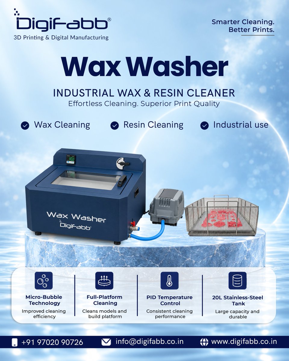 DigiFabb's tweet photo. ✨ Introducing DigiFabb Wax Washer ✨
💧 Smarter Cleaning. Better Prints.
#DigiFabb #WaxWasher #3DPrinting #ResinCleaning #WaxCleaning #AdditiveManufacturing #3DPrintingTechnology #IndustrialCleaning #DigitalManufacturing #PostProcessing https://t.co/PCBlpeOkeM