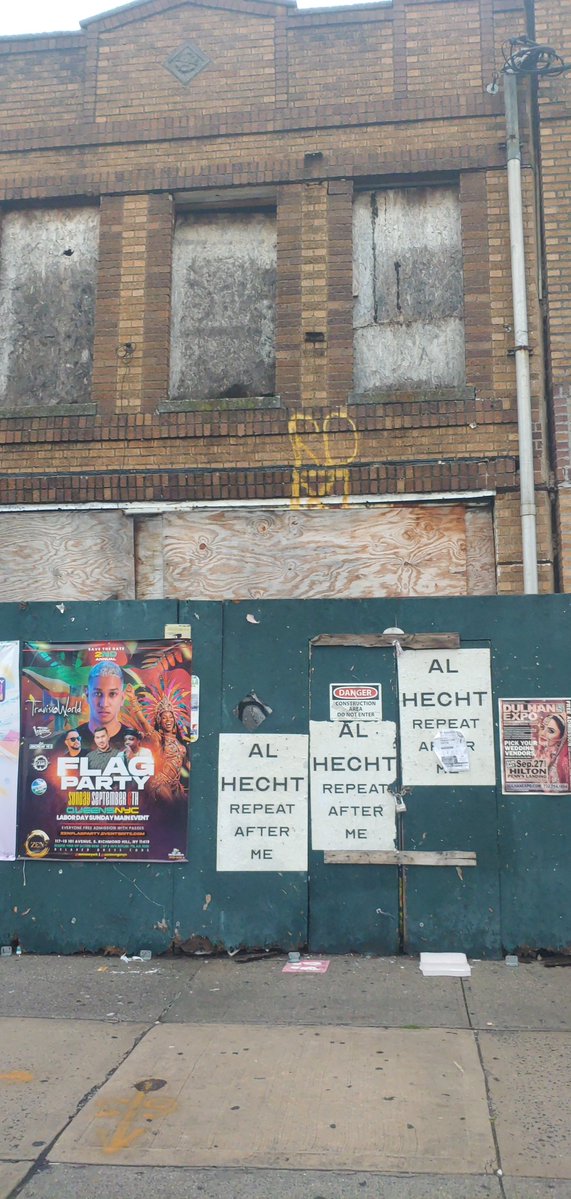 ImpunityCity's tweet photo. @QueensChronicle No one cares who Al is 

But they did plaster this nonsense on an abandoned building next door to the notorious mattress store that was used as a hostel for 70 illegal immigrants a few years ago https://t.co/ob5n58mlx0